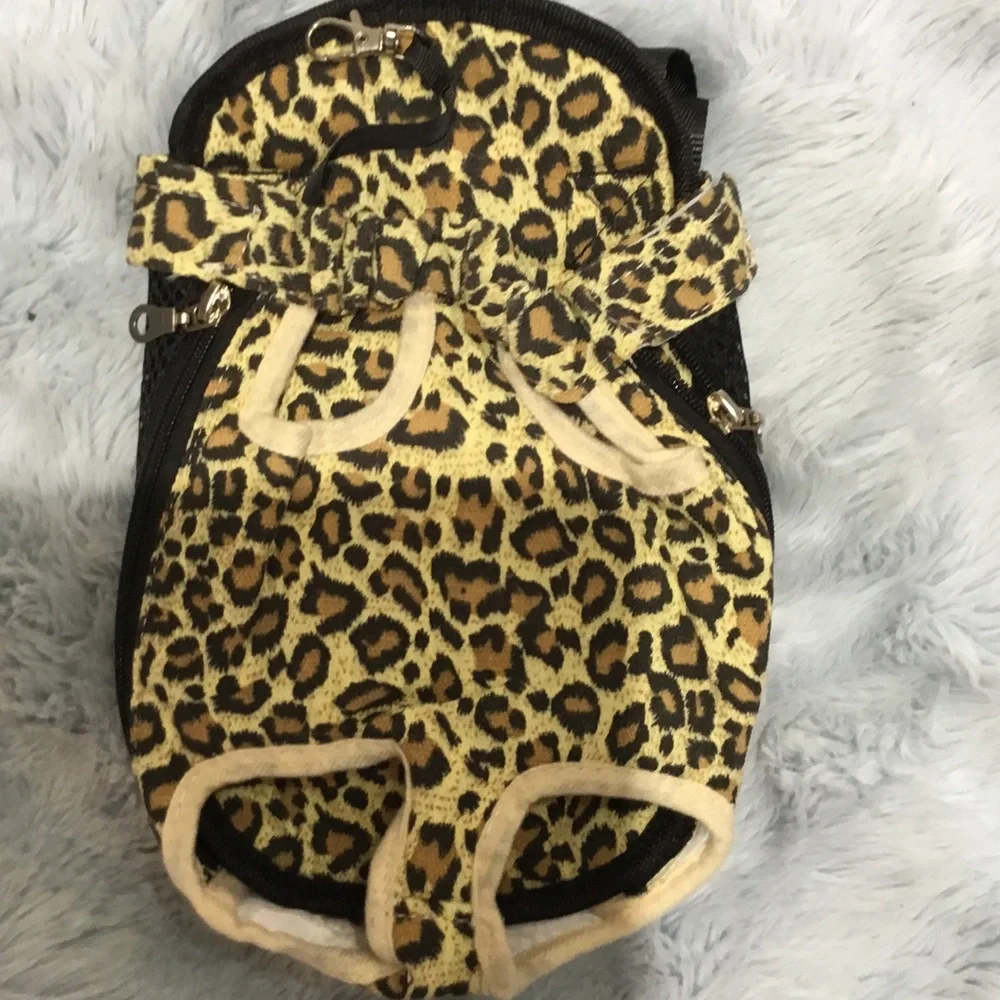 Leopard Print dog backpack carrier - Yellow/Brown